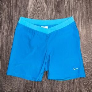 blue nike dri-fit spandex athletic shorts (m)